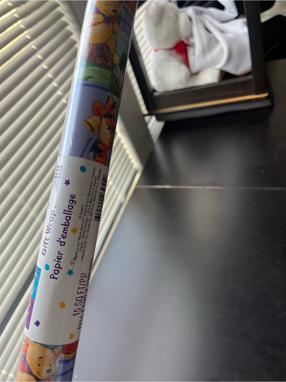 Vintage rare Winnie The Gift Wrap Roll - White Background